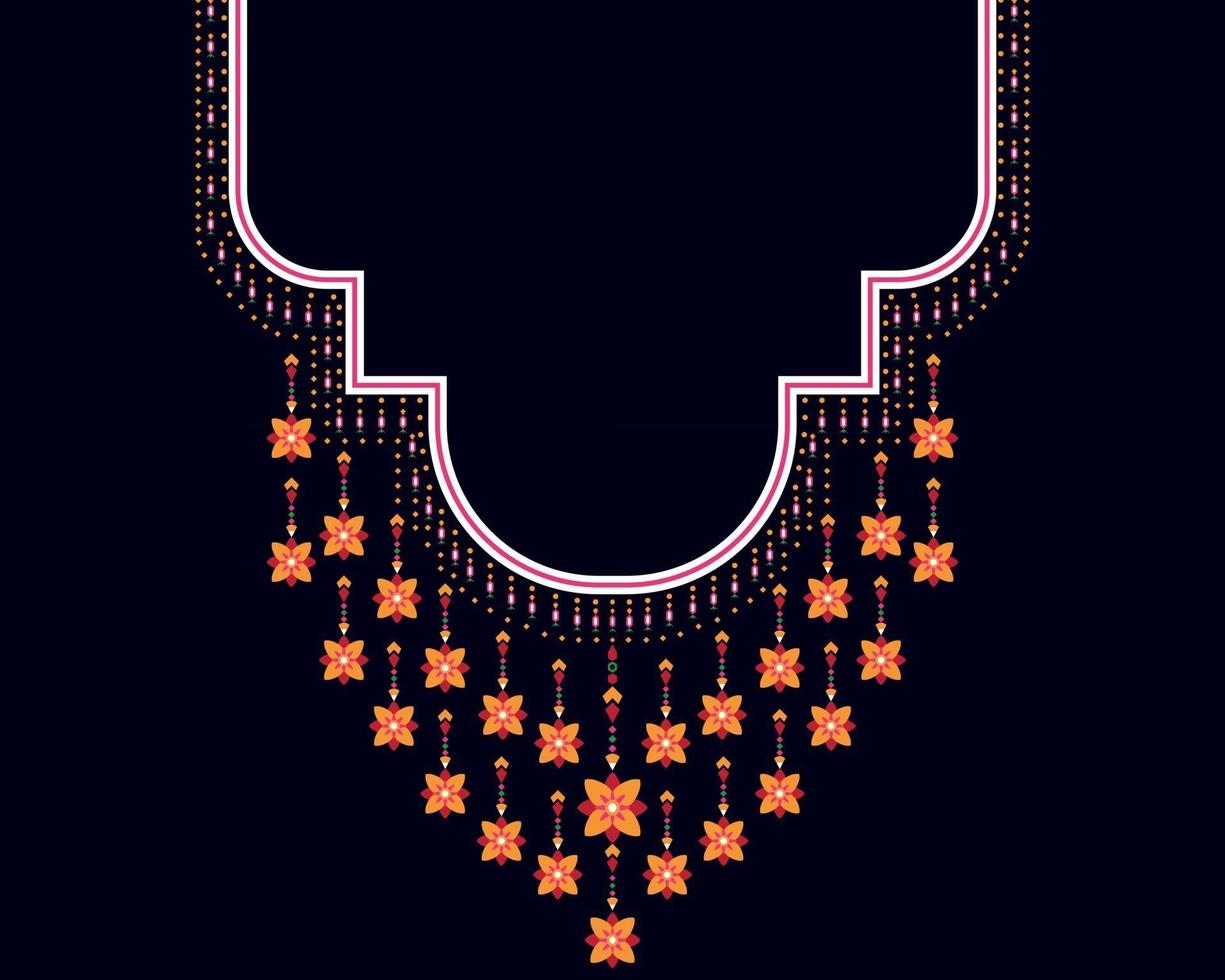 Geometric ethnic oriental pattern. Necklace embroidery design. vector