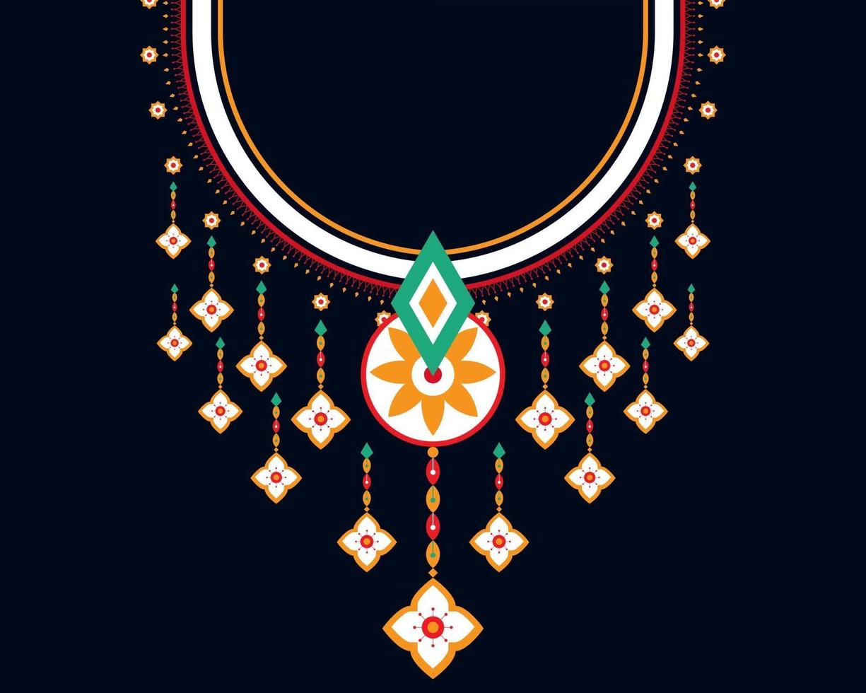 Geometric ethnic oriental pattern. Necklace embroidery design. vector