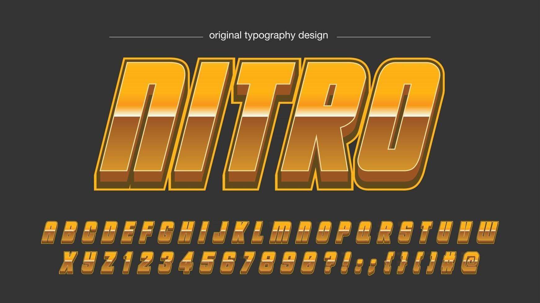 golden 3d sports metallic typography vector