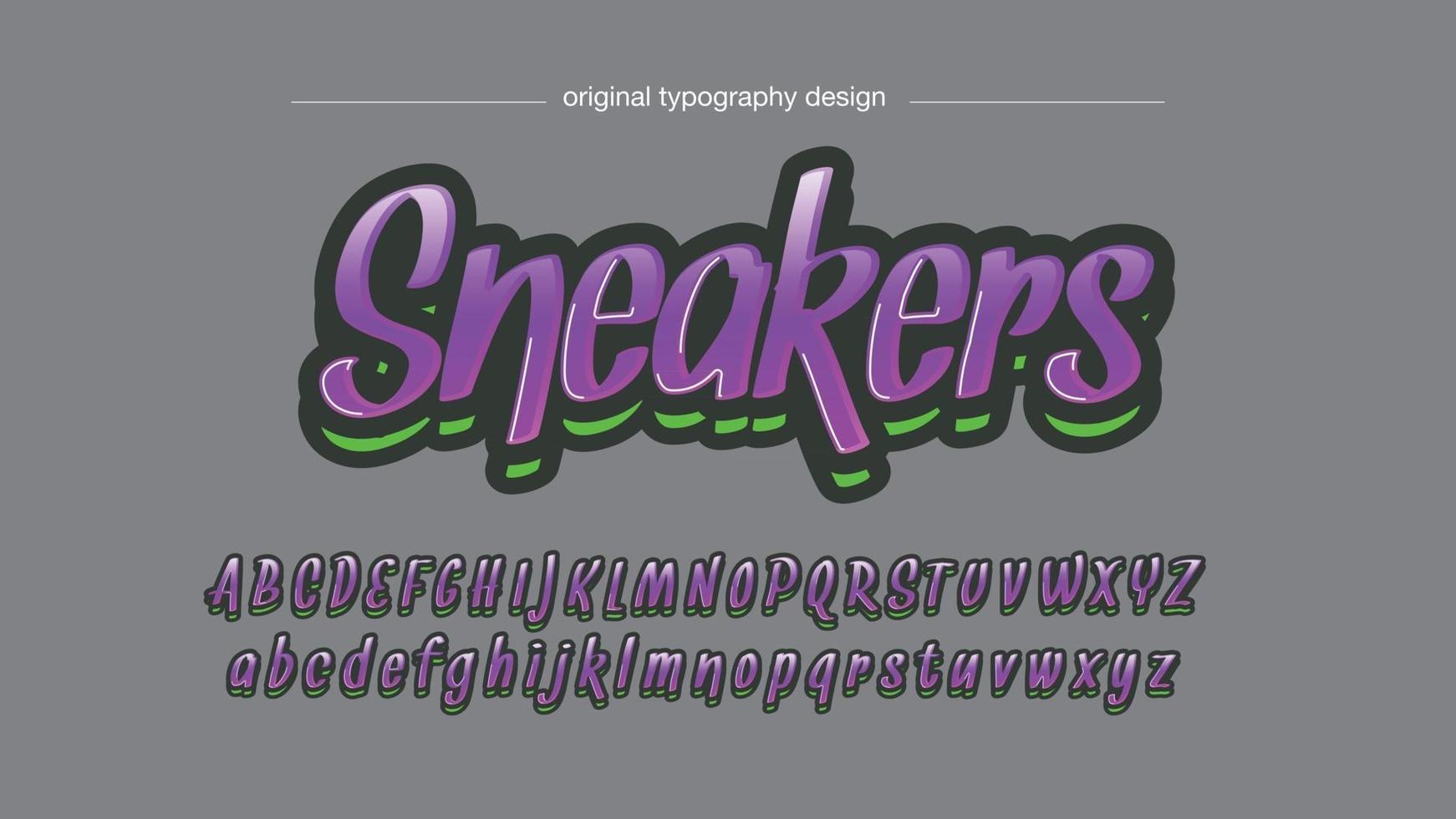 purple and green modern cursive typography vector