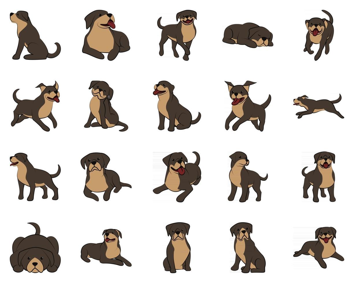 Cute Cartoon Vector Illustration flat icon set of a big dog.