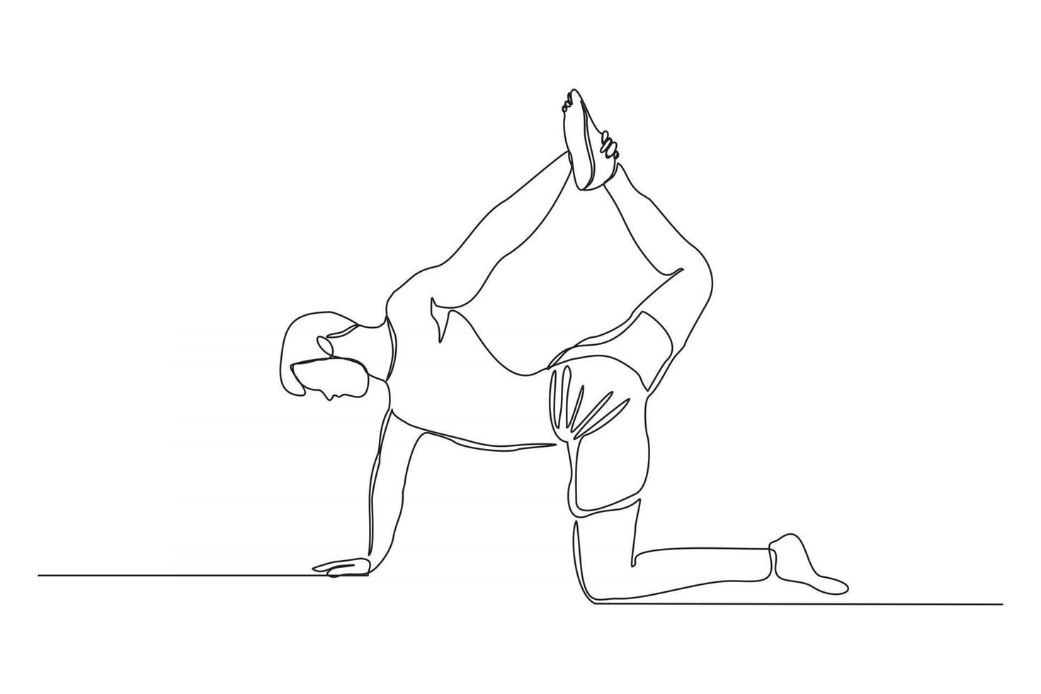 Continuous single one line drawing man yoga gym vector illustration