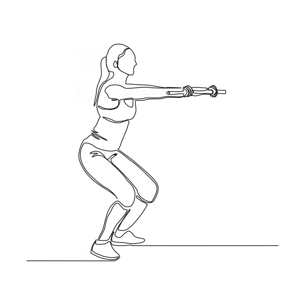 Continuous single one line drawing woman yoga gym vector illustration