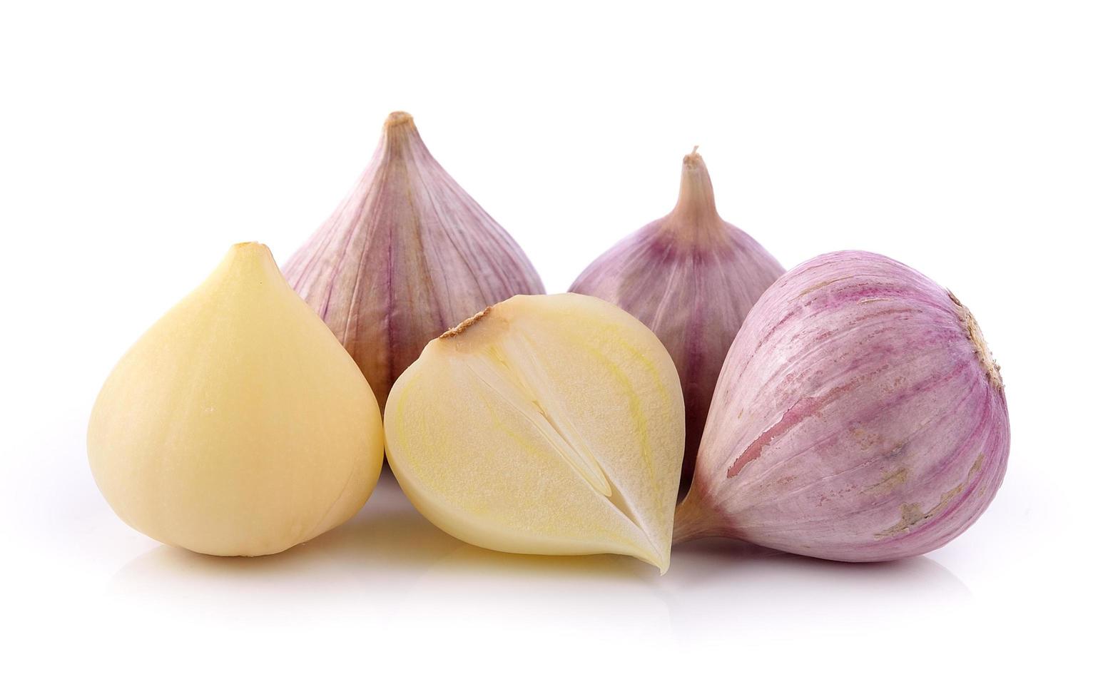 Garlic on white background photo