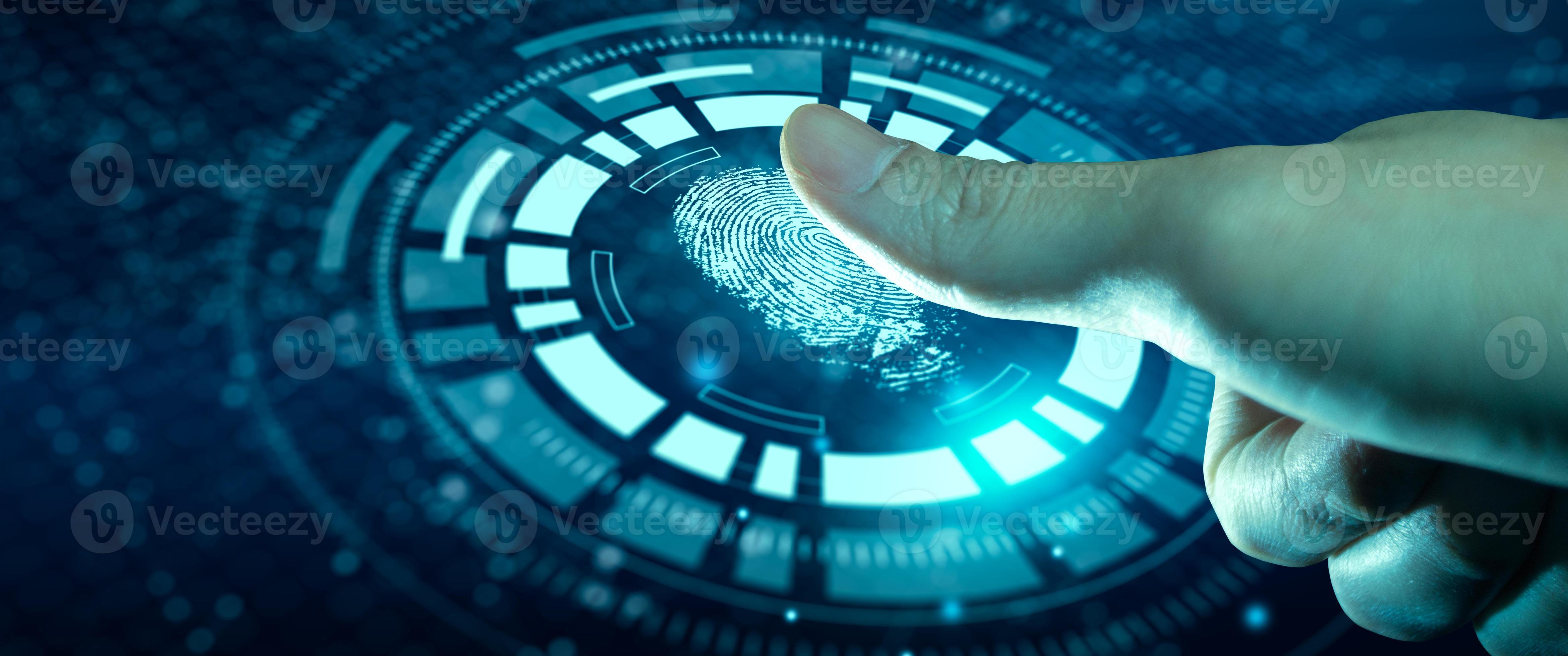 Businessman using fingerprint technology scan provides security access