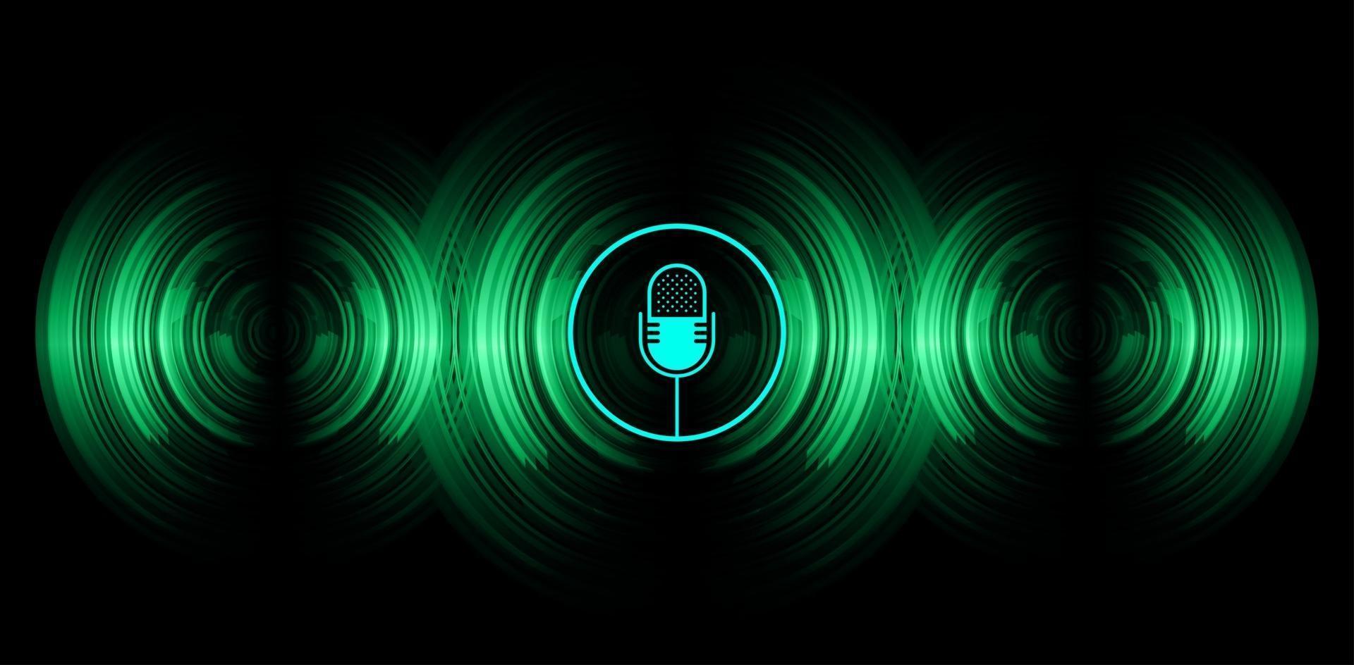Sound waves oscillating dark light vector