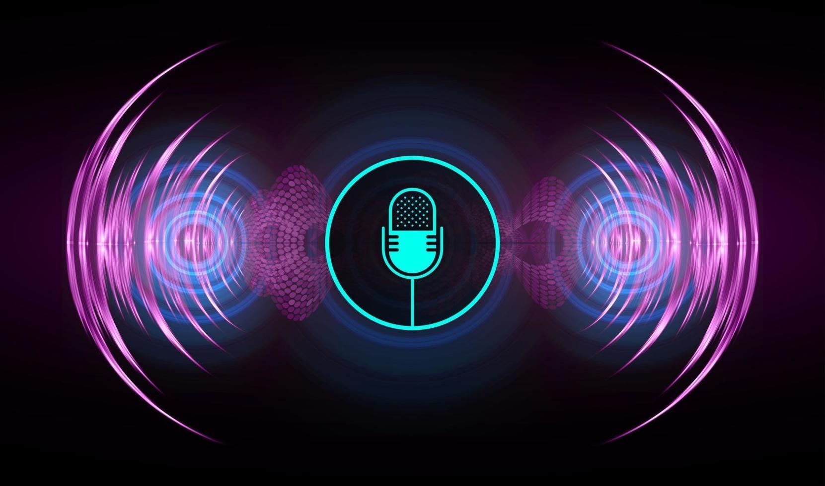 Sound waves oscillating dark light vector