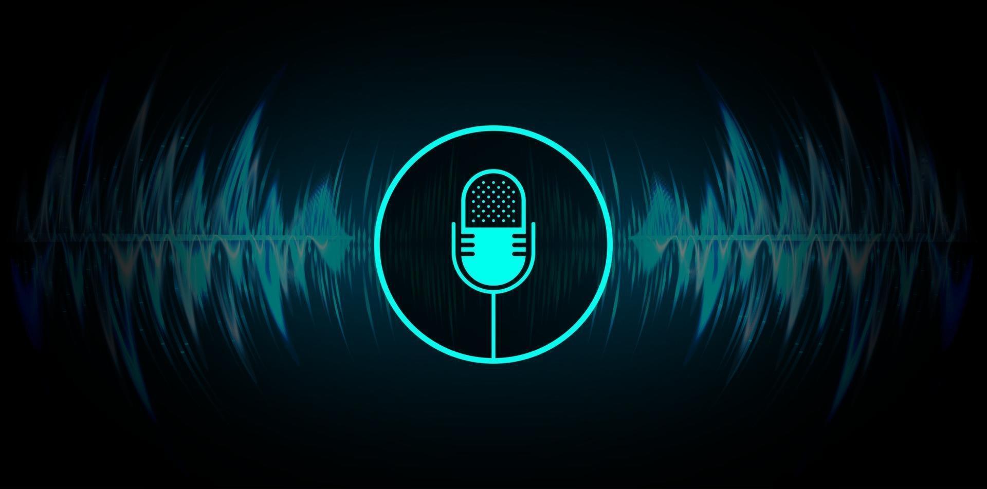 Sound waves oscillating dark light vector