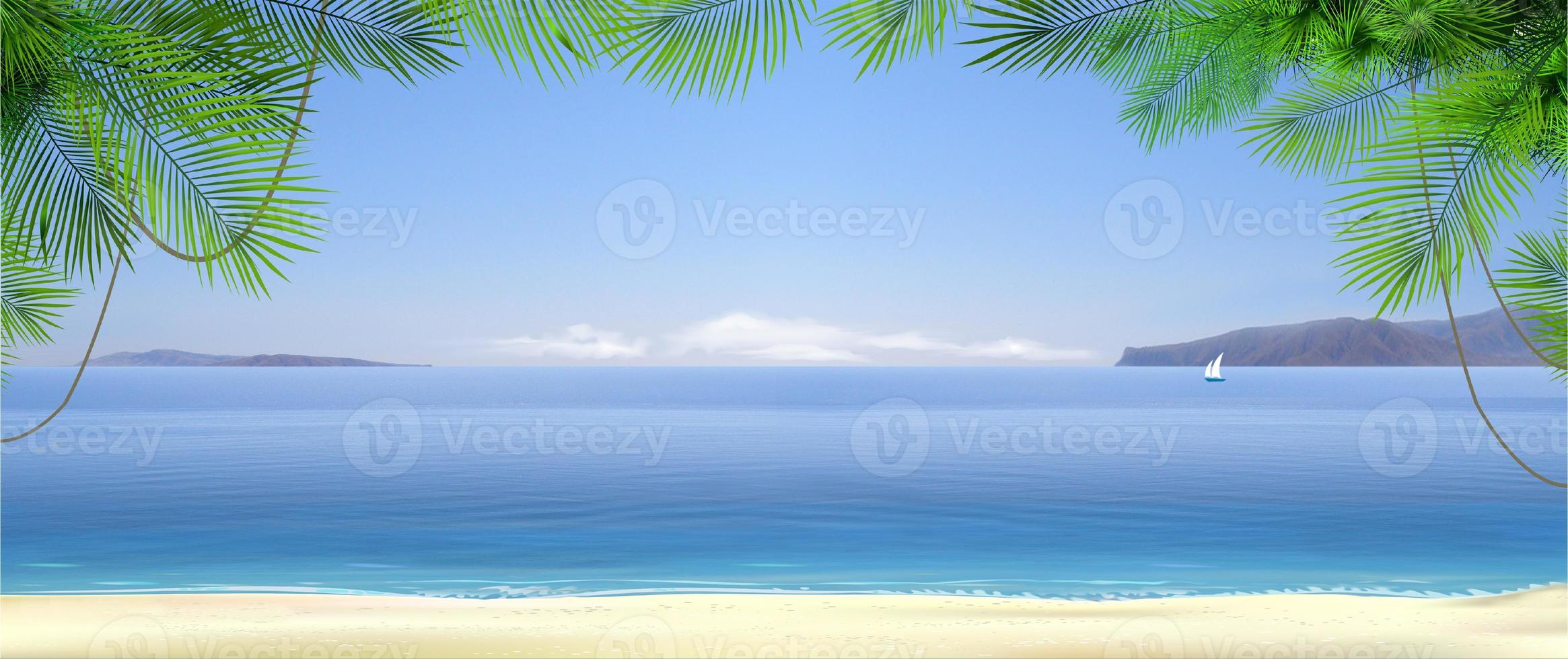 Fondo de banner de amplia playa tropical. naturaleza del paisaje. recurso foto
