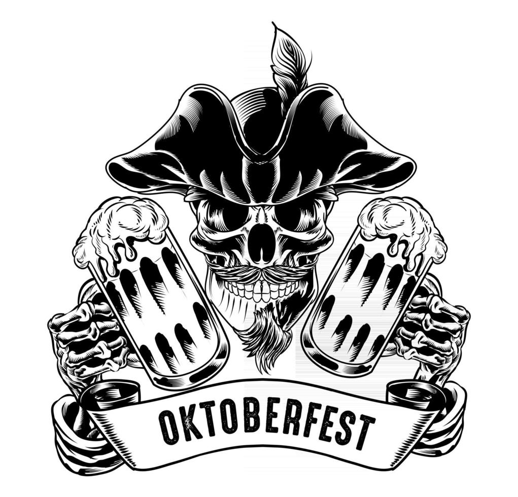 Isolated skull holding beer for logo and branding element 2973753