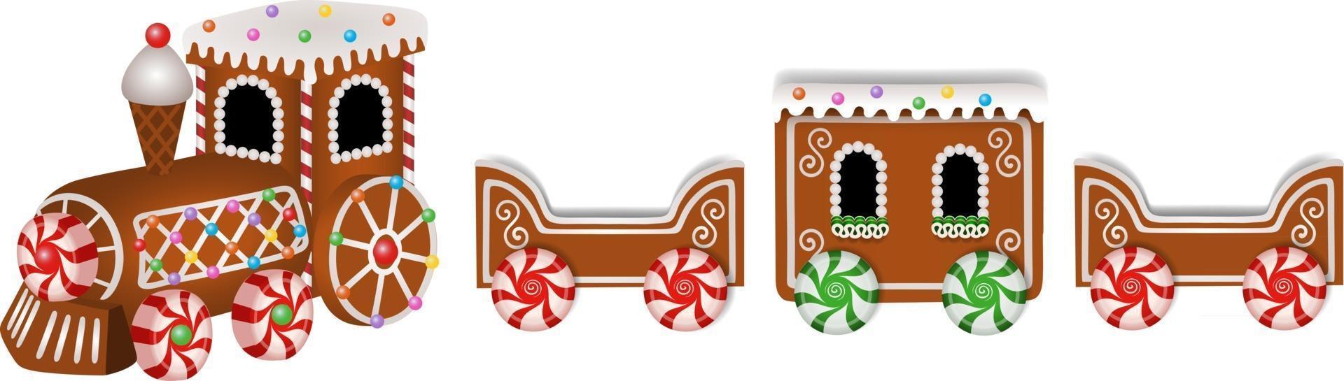 christmas gingerbread train vector