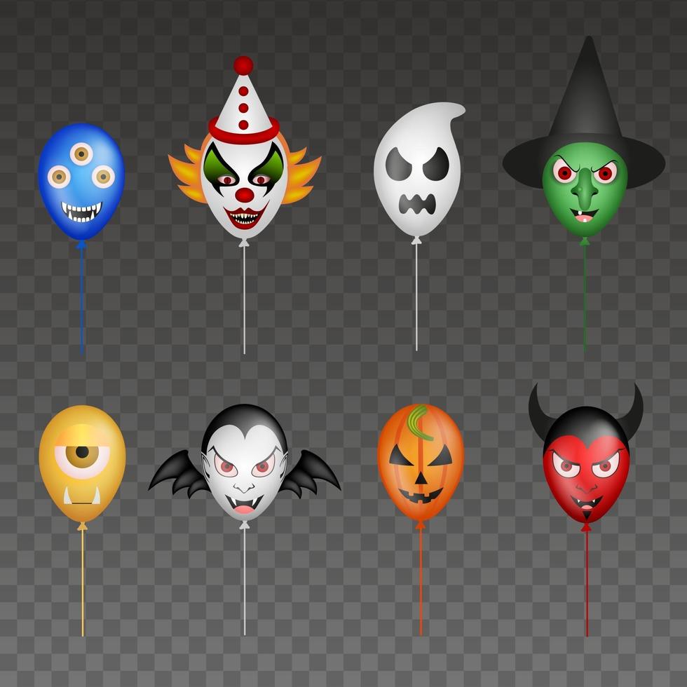 set of funny halloween balloons vector