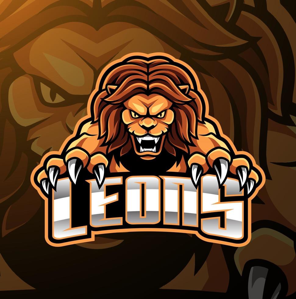 Lion head esport mascot logo design vector