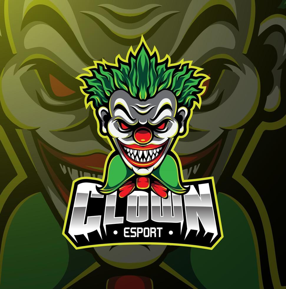 payaso esport mascota diseño de logotipo vector