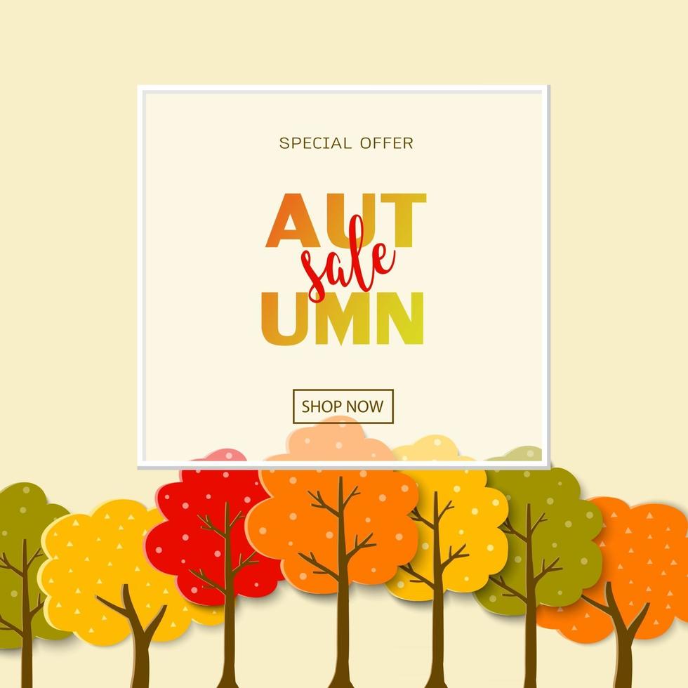 Colorful tree on autumn or fall background,discount season vector