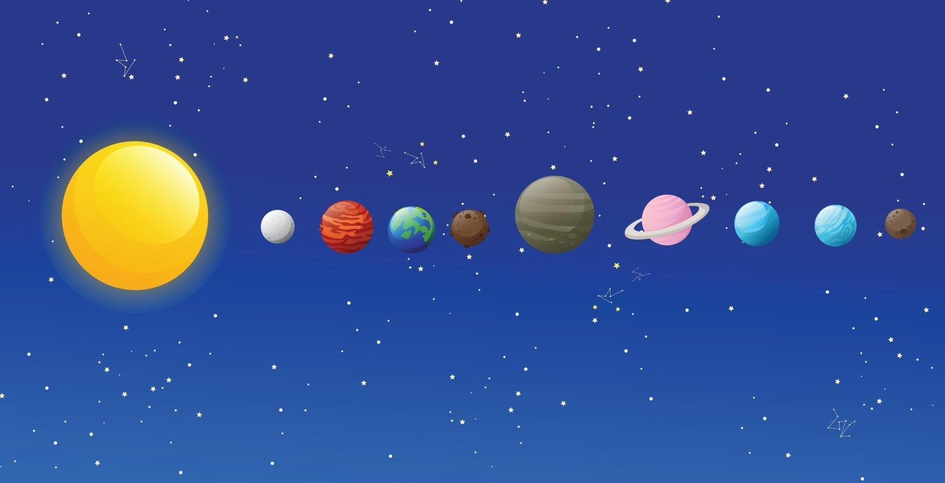 Illustration of isolated Solar system icons vector