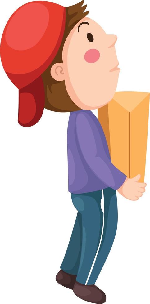 Messenger boy with package on white background vector