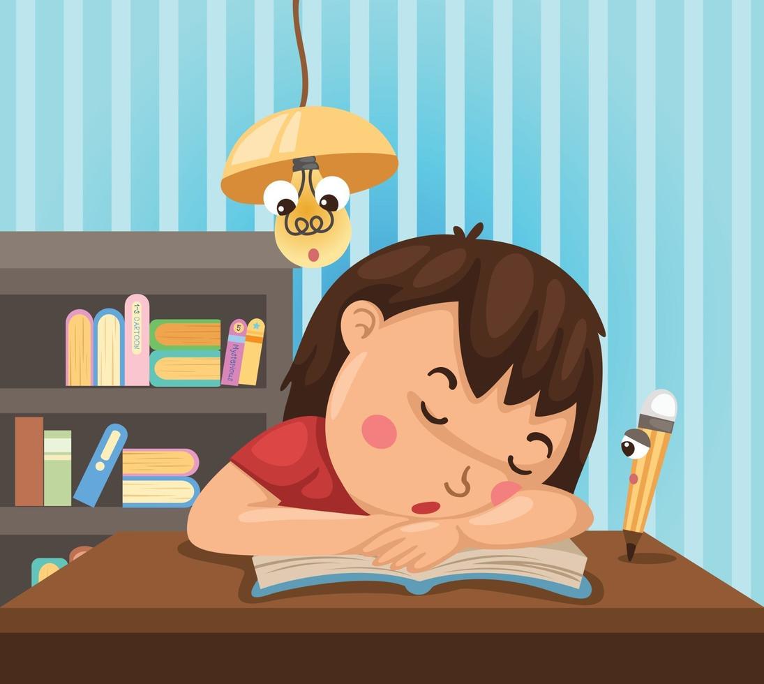 Illustration of isolated girl doing homework vector