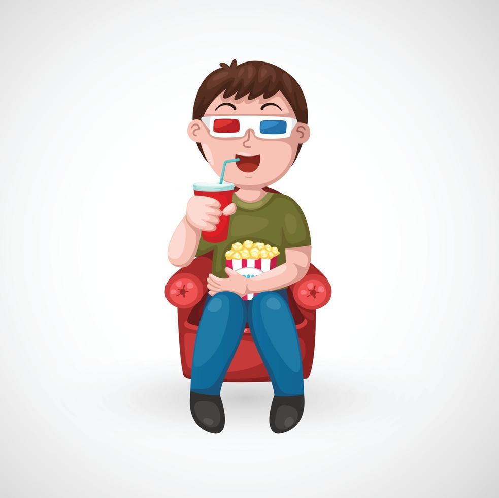 Illustration of isolated kids watching a movie with 3d glasses vector