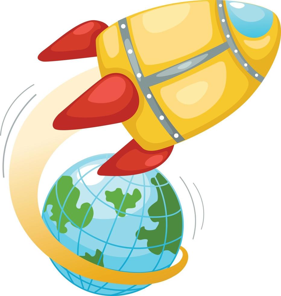 Rocket and earth globe .  illustration on white background vector