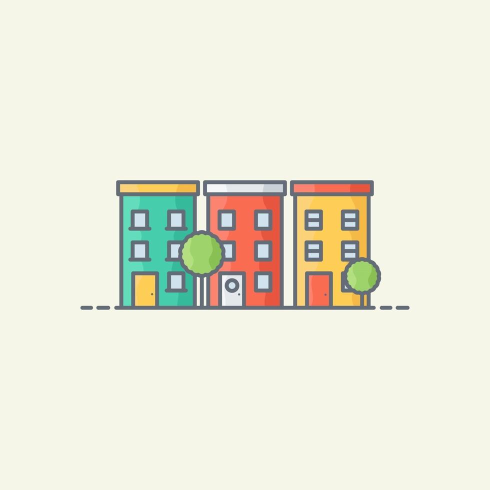 Row house vector icon illustration