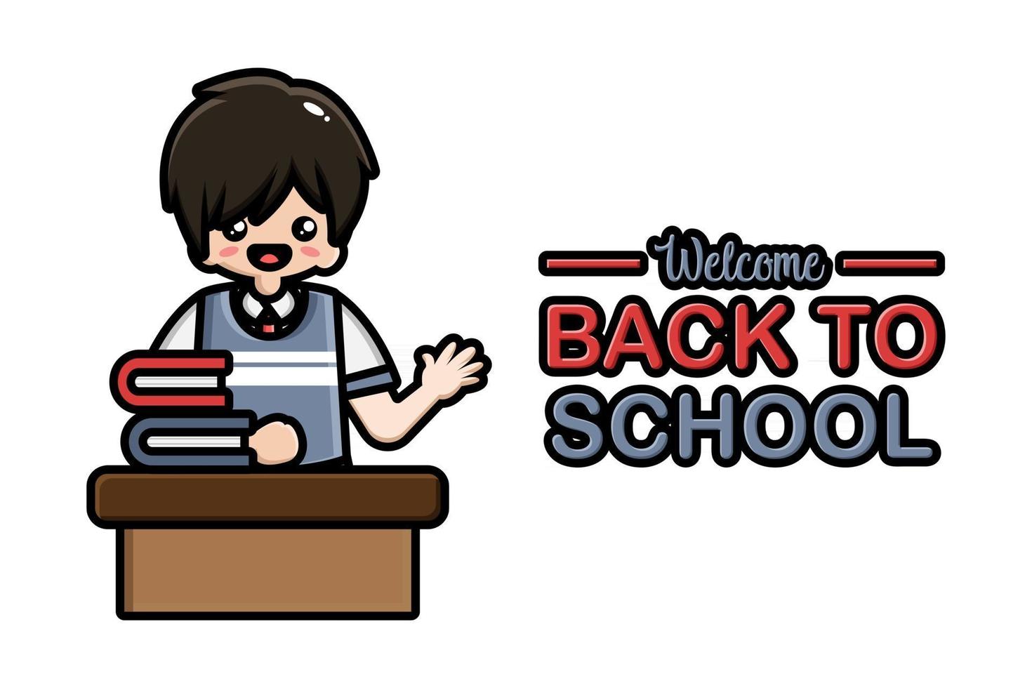 Back to school banner male student sitting vector