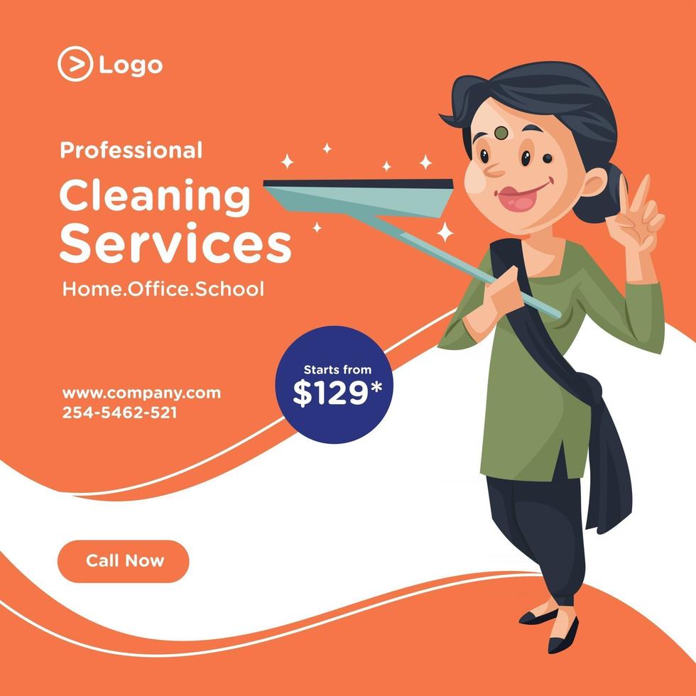 diseño de banner de servicios de limpieza profesional vector