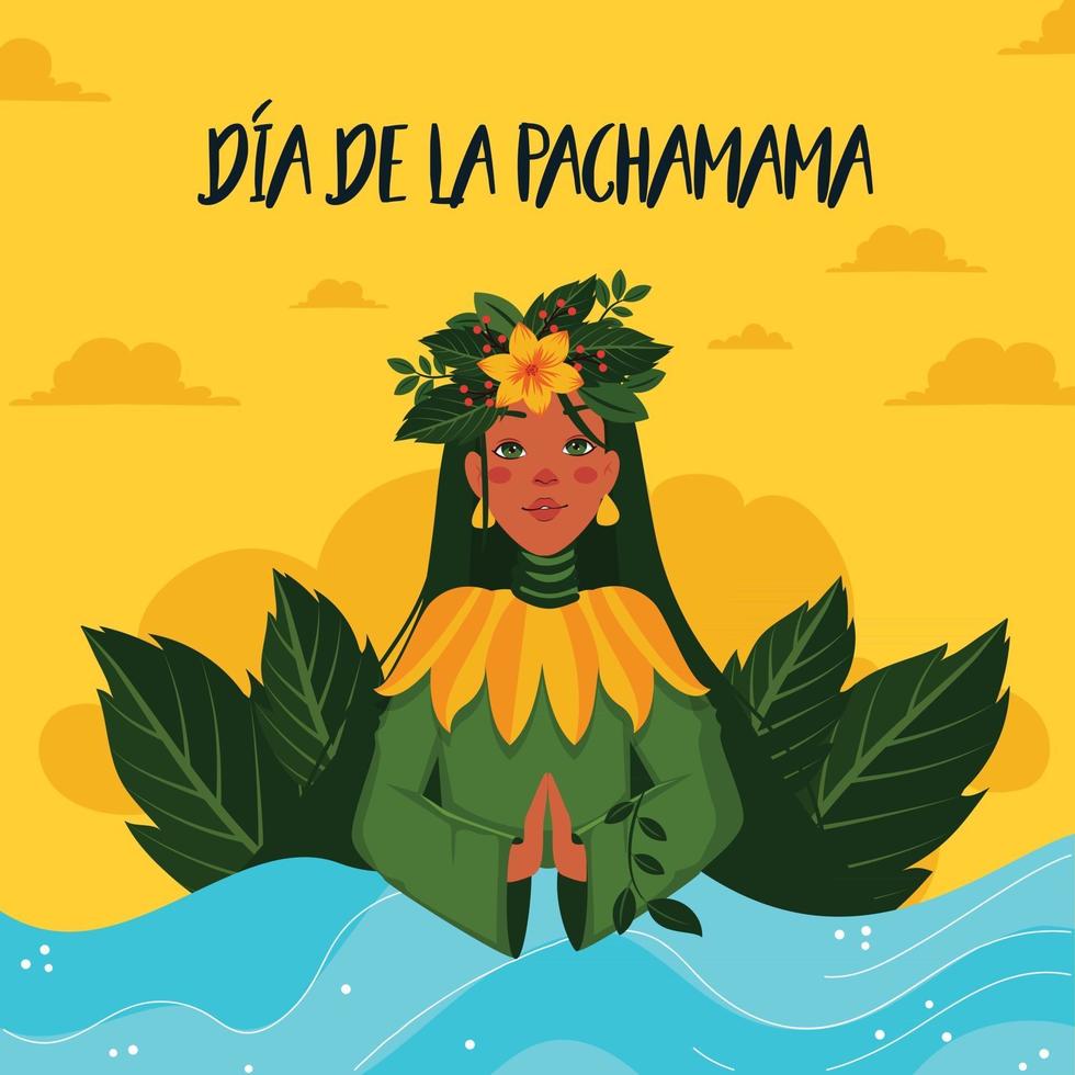 Cartoon illustration of dia de la pachamama banner template vector