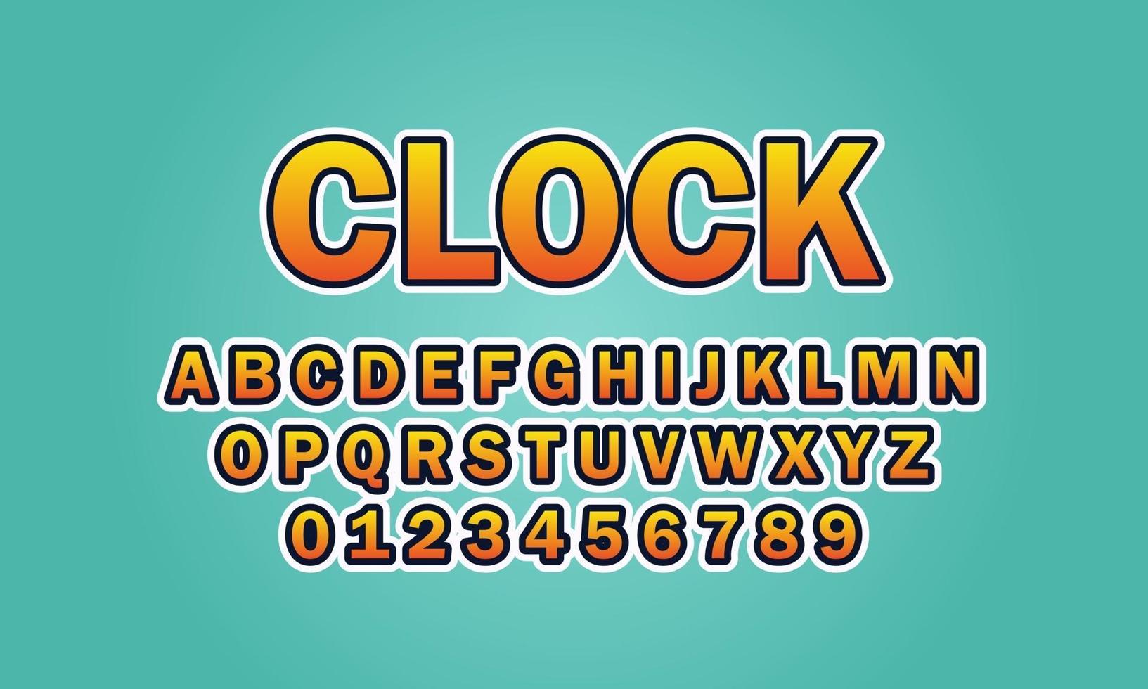 clock font alphabet vector