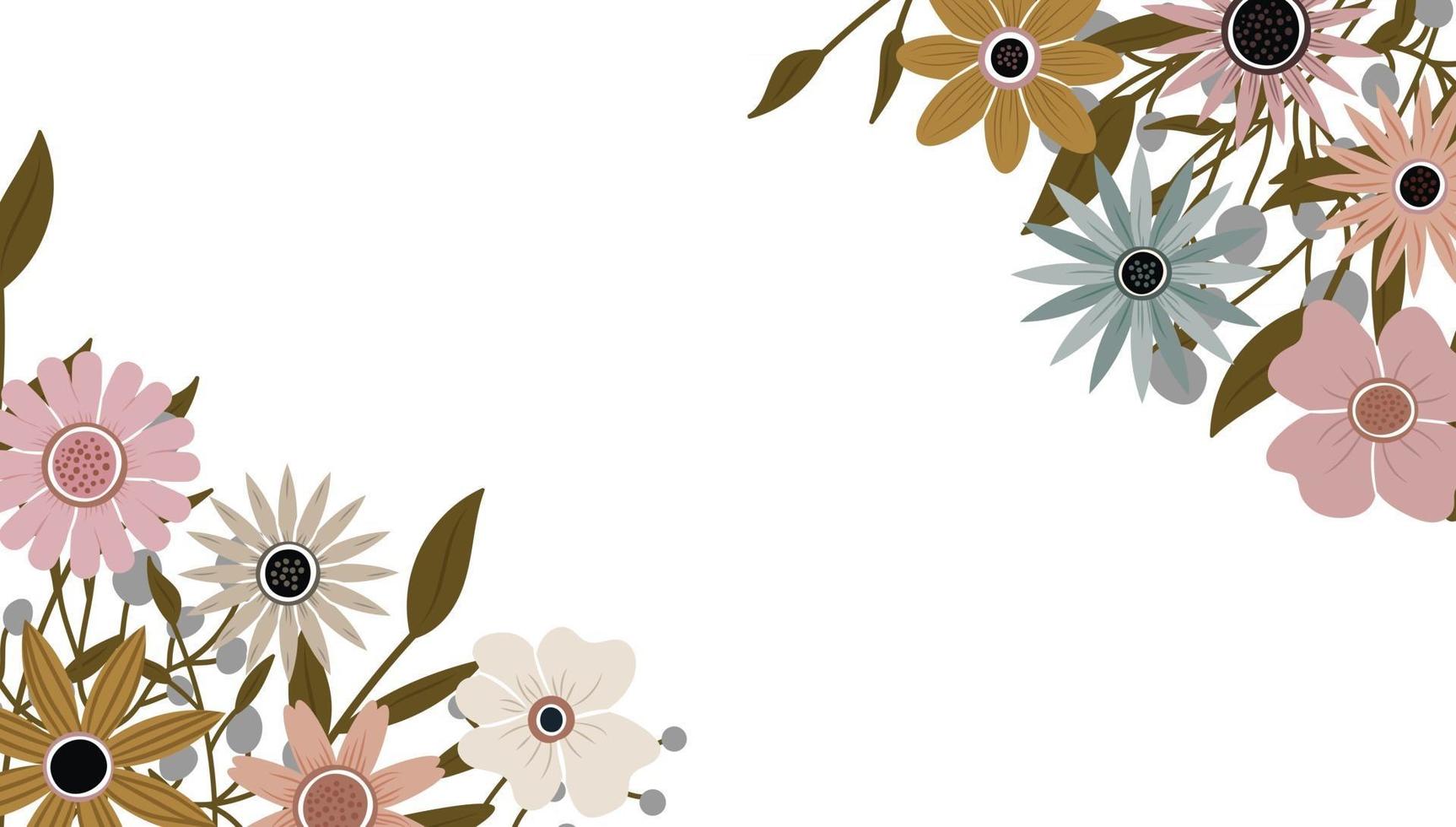 Abstract art nature background. plants frame. background flowers