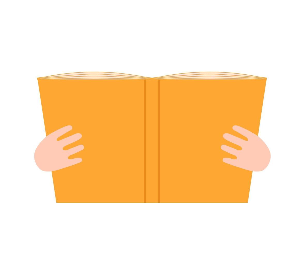 Open book in hand. Read book and enjoy literature. Open book vector