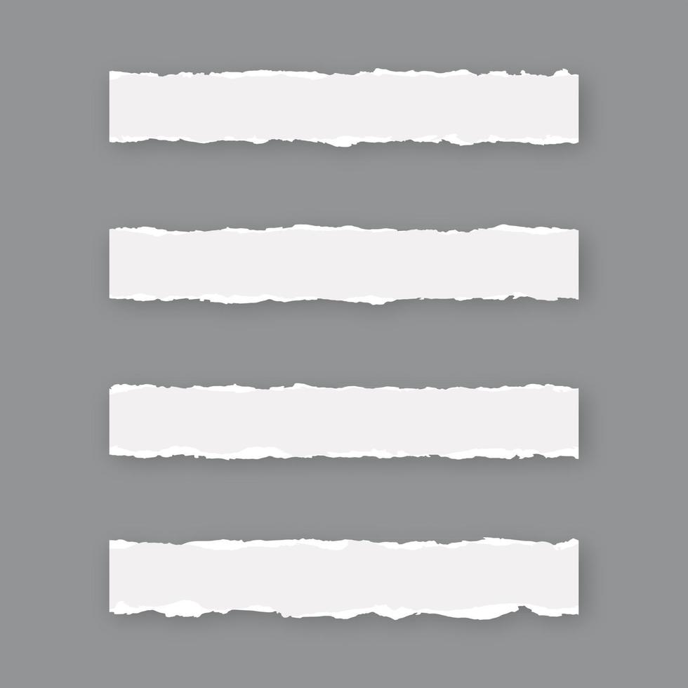 Ripped torn paper sheets collection on gray background vector