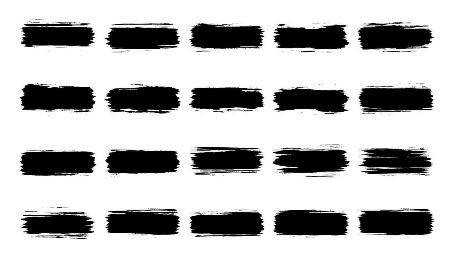 Colección de trazos de pincel grunge negro aislado sobre fondo blanco. vector