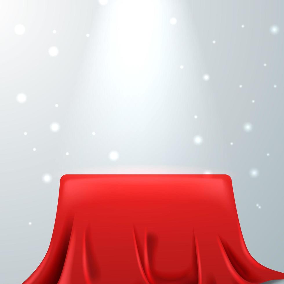 Paño de satén rojo de la cubierta de la exhibición del producto del podio del pedestal 3d vector
