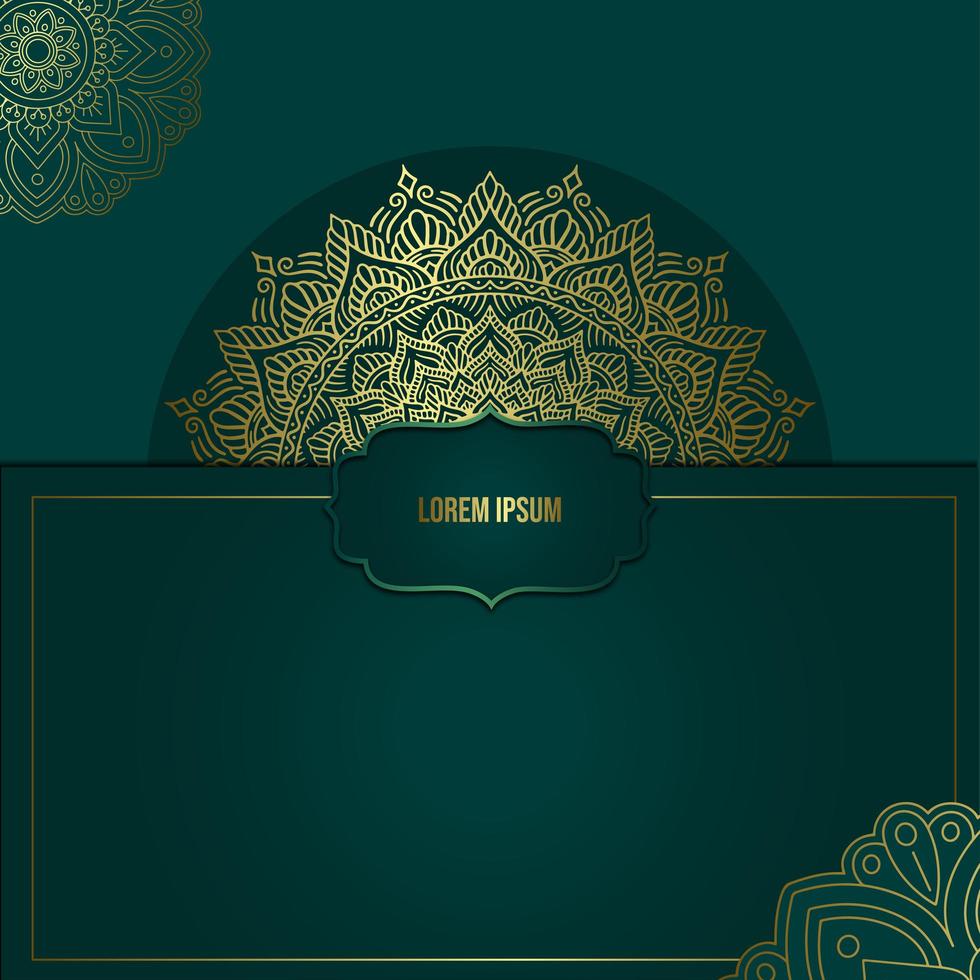 Fondo adornado de mandala de oro de lujo para invitación de boda vector