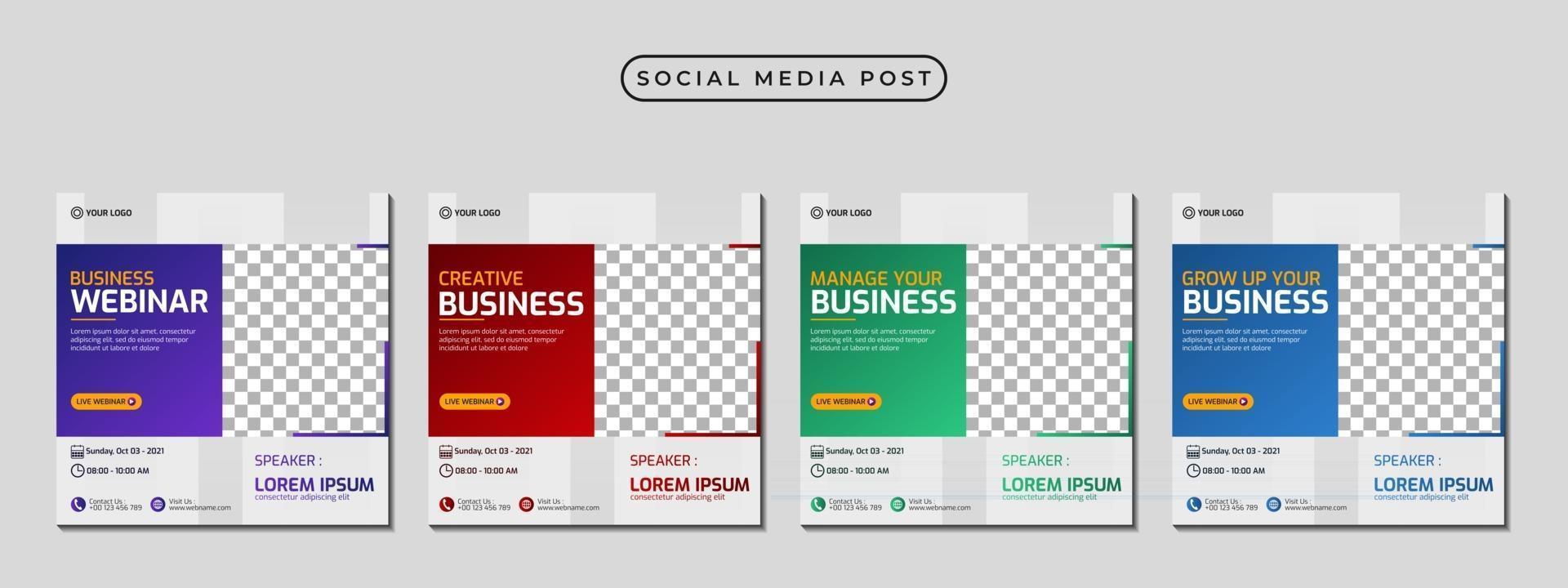 Collection of social media post banner template design vector