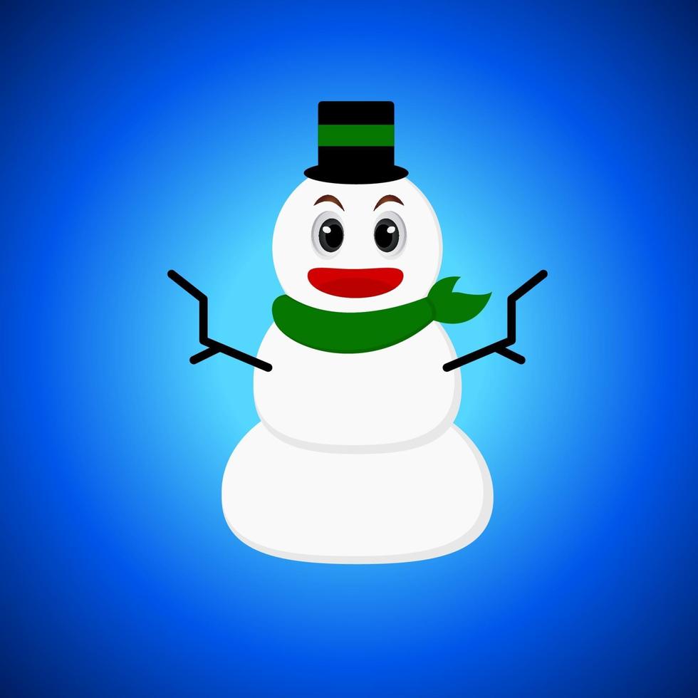 Vector illustration of cartoon snowman