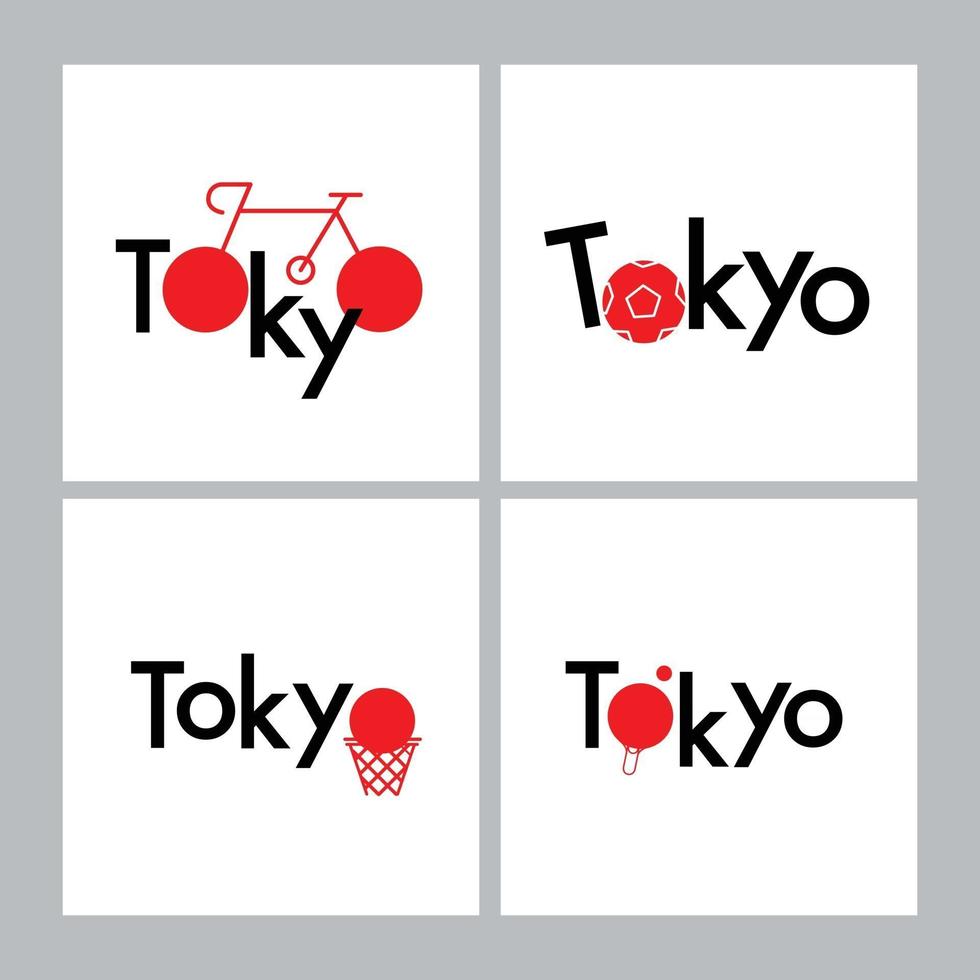 concepto de deporte de diseño de tipografía de Tokio, bandera de Japón. vector