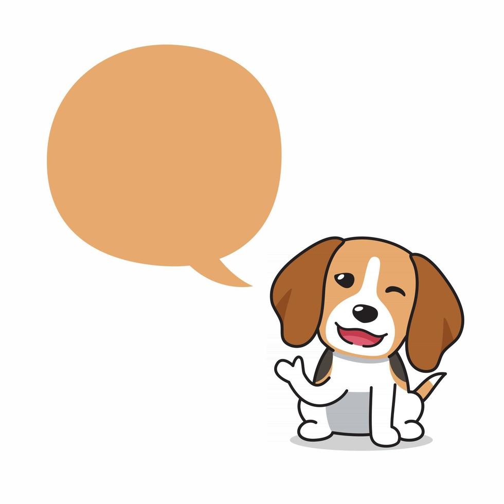 Perro beagle de personaje de dibujos animados con globo de discurso vector