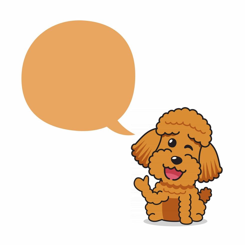 Perro caniche de personaje de dibujos animados con globo de discurso vector