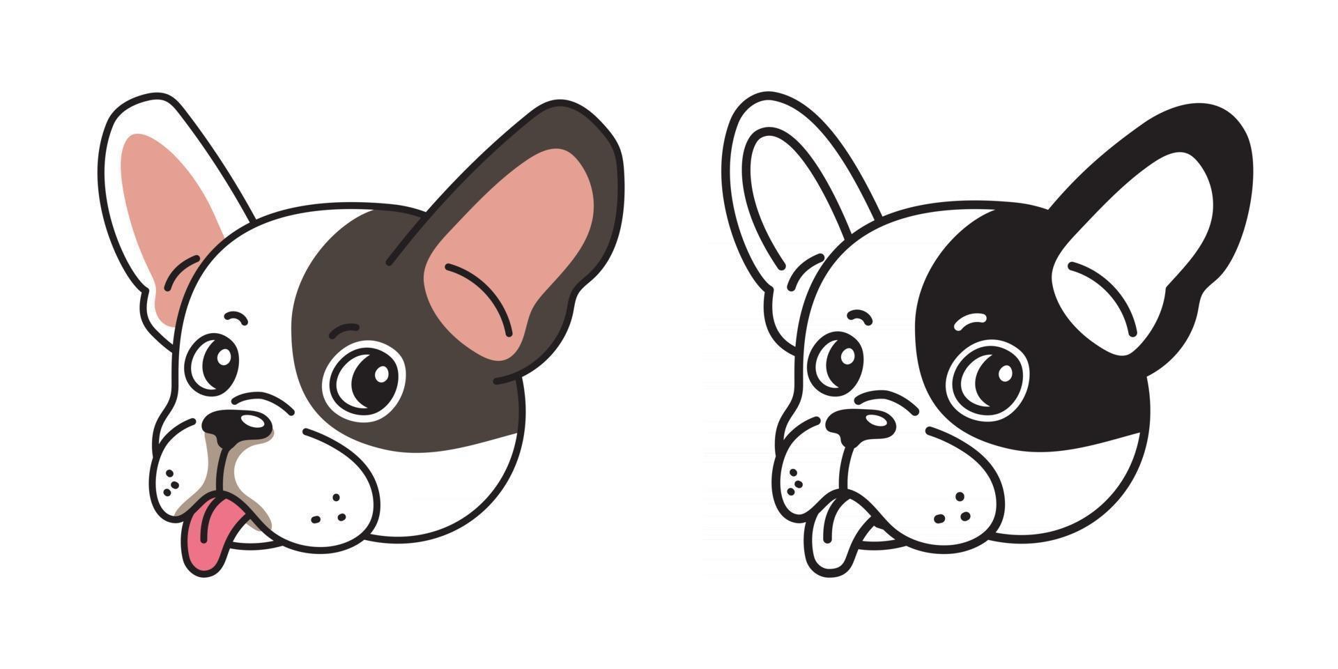 vector de dibujos animados conjunto de caras de bulldog francés