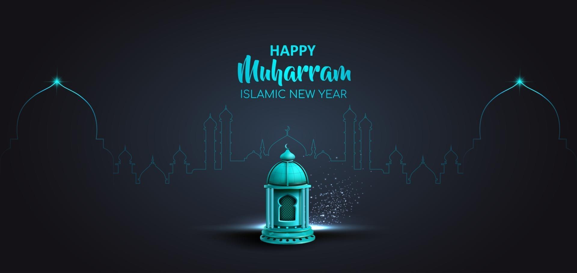 islamic greetings Islamic new year card design vector