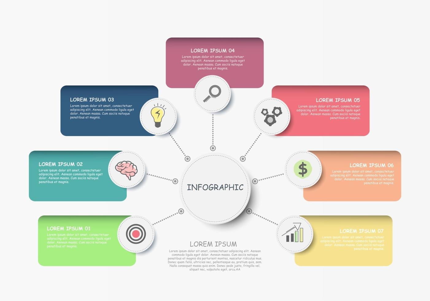 modern infographic design template with 7 step element vector