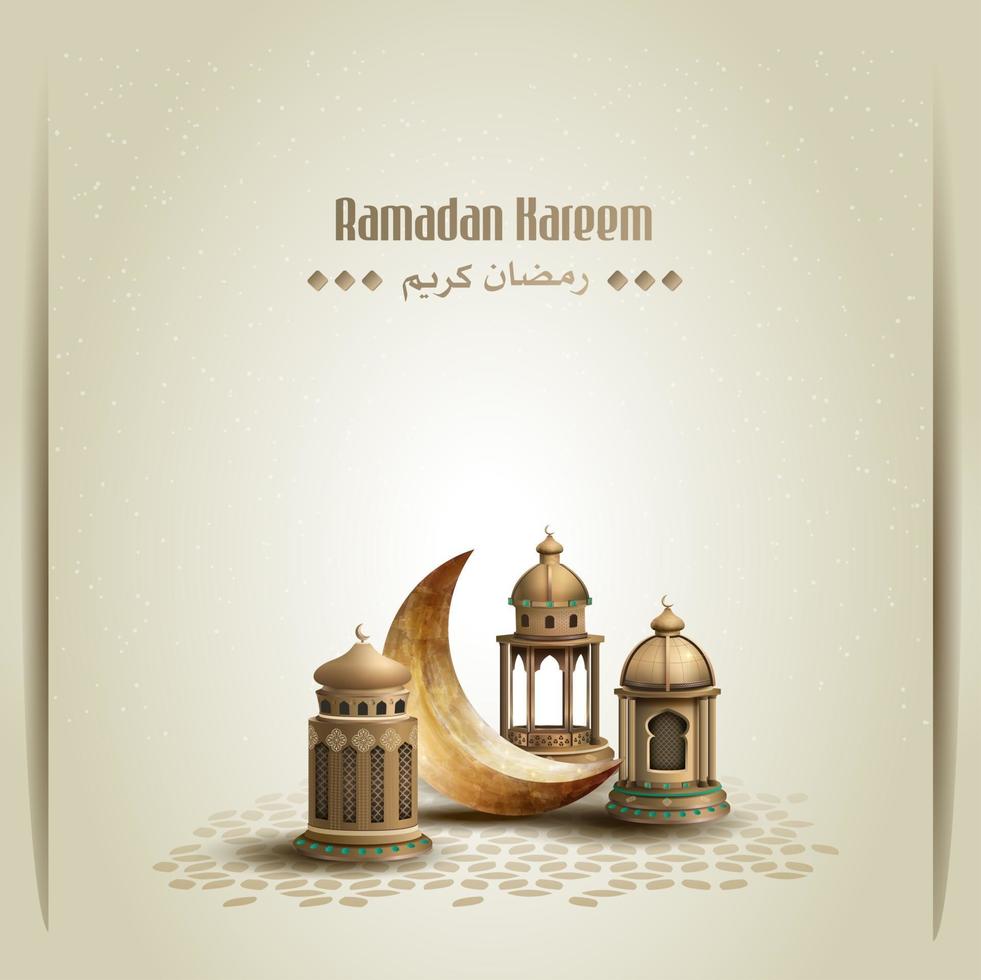 islamic greetings ramadan kareem card design background vector