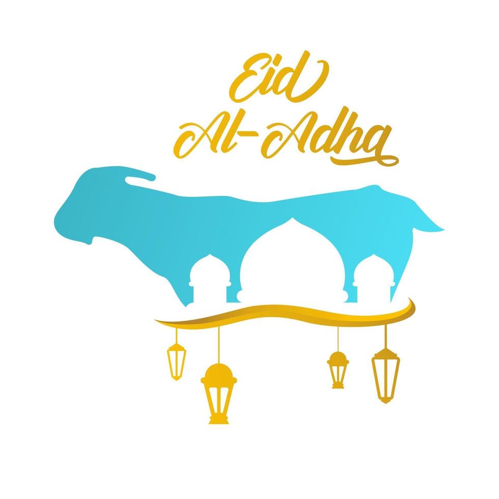 eid al adha greeting with goat silhouette vector