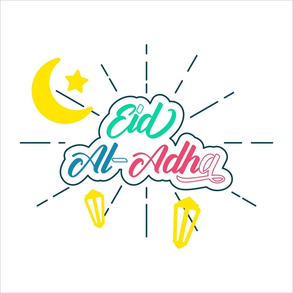 lettering simple text eid al adha hand drawn style vector