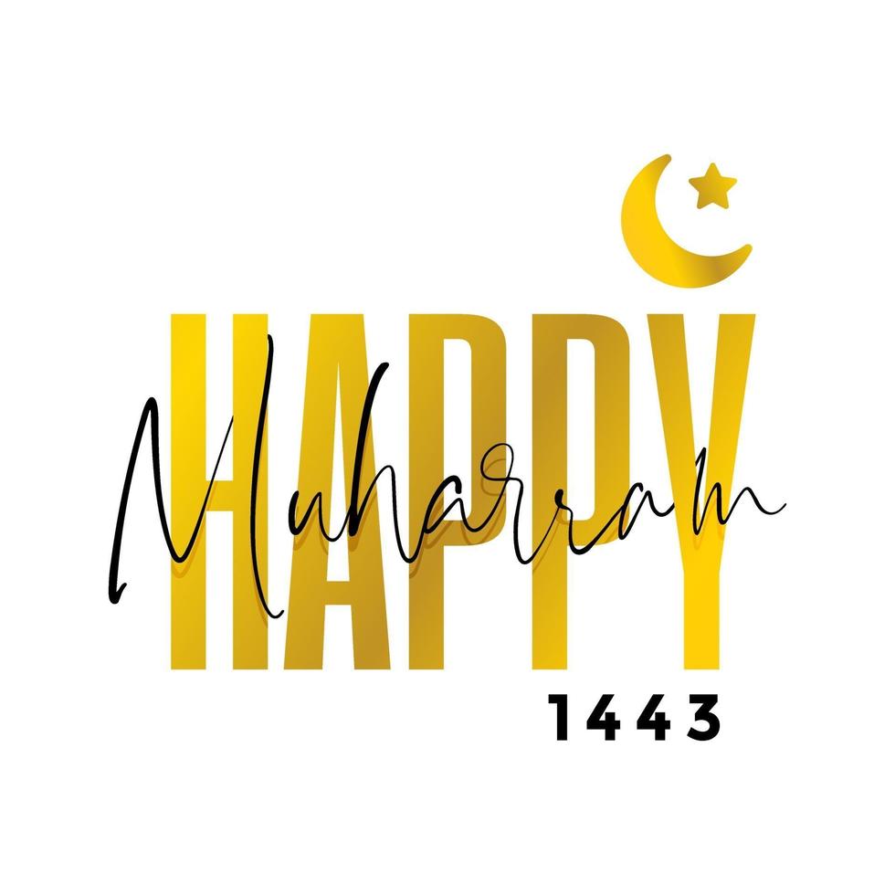 happy muharram text script in gold vector