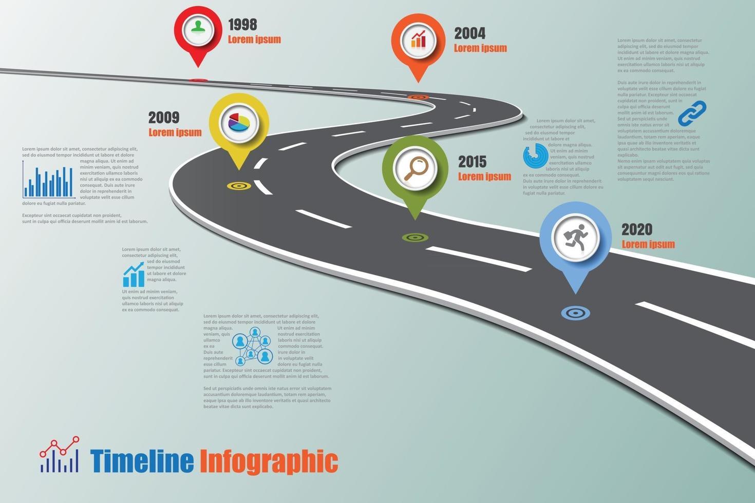 Ilustración de vector de plantilla de infografía de línea de tiempo de hoja de ruta empresarial