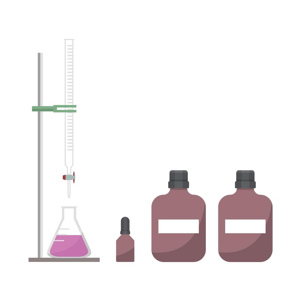 Acid based titration equipment in chemistry laboratory vector