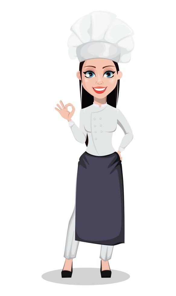 Beautiful baker woman in professional uniform vector